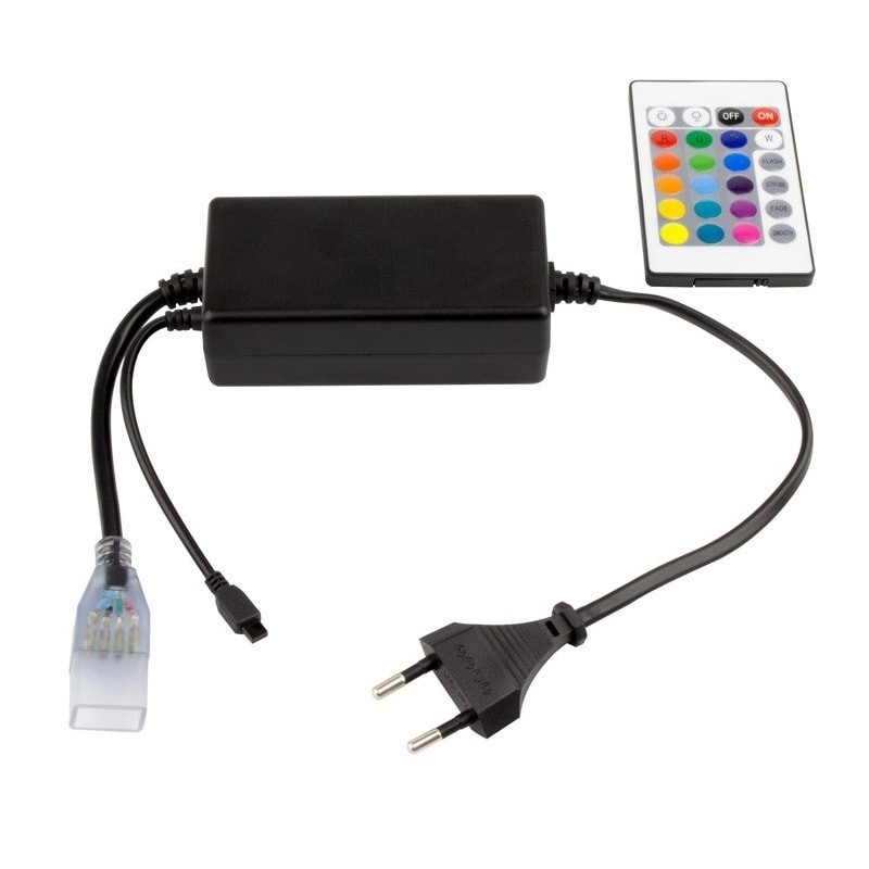 Contrôleur pour ruban LED RGB 220V avec télécommande IR 24 touches