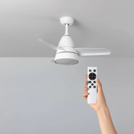 Ventilateur de Plafond Blanc avec LED avec couleurs de lumière sélectionnable et moteur silencieux