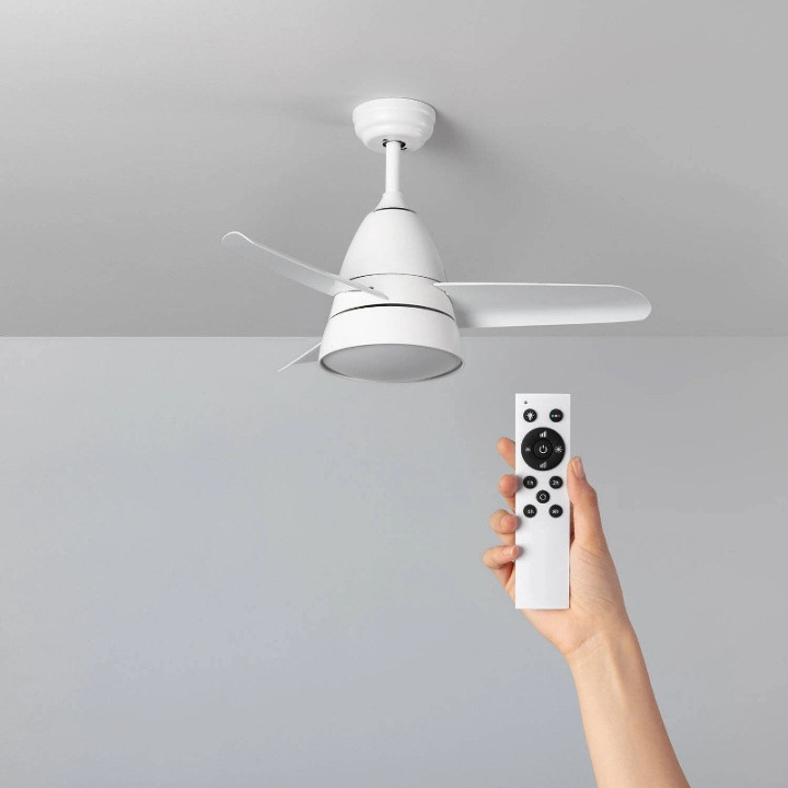 Ventilateur de Plafond Blanc avec LED avec couleurs de lumière sélectionnable et moteur silencieux