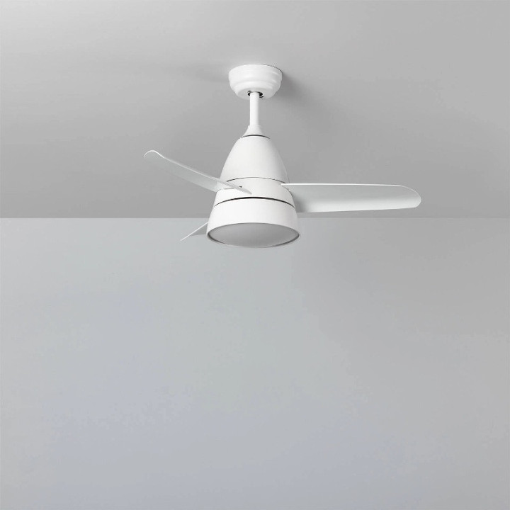 Ventilateur de Plafond Blanc avec LED avec couleurs de lumière sélectionnable et moteur silencieux