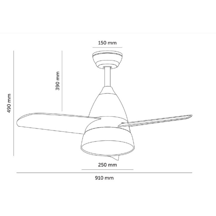 Ventilateur de Plafond Blanc avec LED avec couleurs de lumière sélectionnable et moteur silencieux