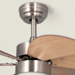 Ventilateur de plafond silencieux Orion Bois 81 cm LED CCT moteur DC – Nickel