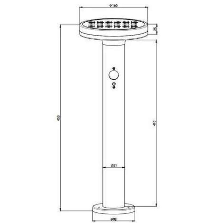 Balise LED solaire extérieure Selio Inox 6W avec détecteur de mouvement PIR – 45 cm