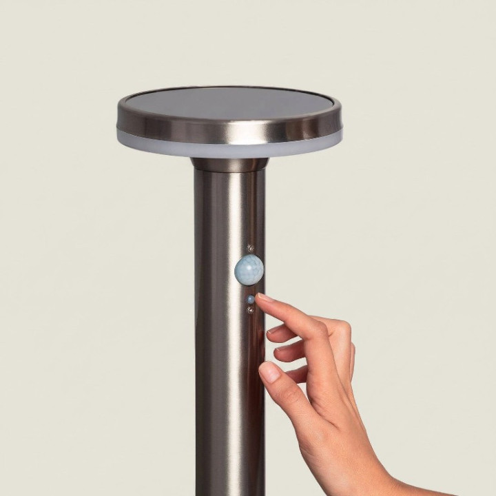 Balise LED solaire extérieure Selio Inox 6W avec détecteur de mouvement PIR – 45 cm