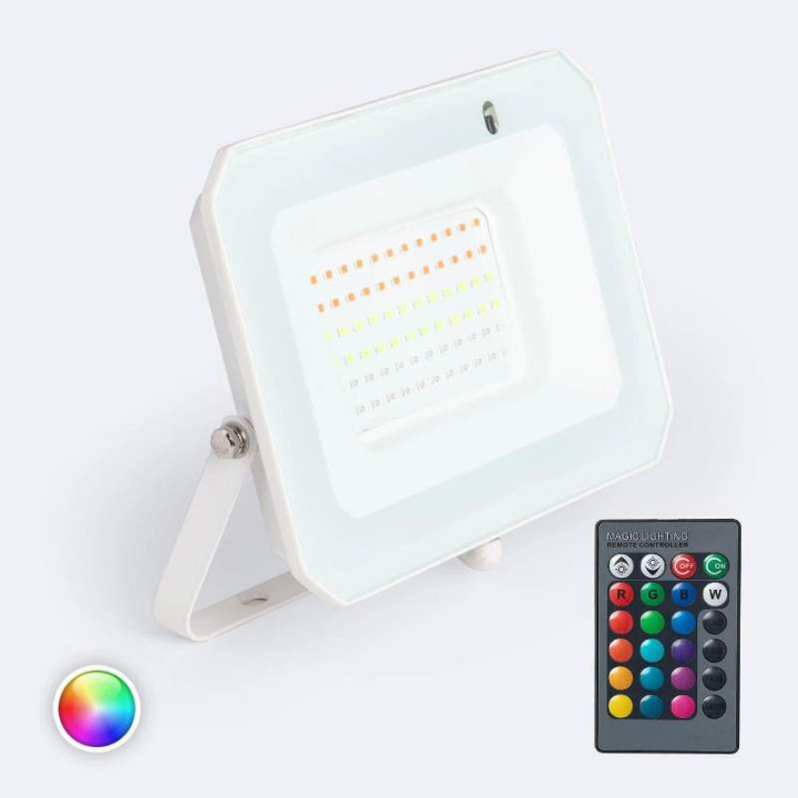 Projecteur LED 50W IP65 RGBW avec Télécommande IR Extérieur