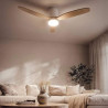 Ventilateur de Plafond Moderne Blanc avec Pales en Bois clair Éclairage et Moteur Silencieux