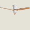 Ventilateur de Plafond Moderne Blanc avec Pales en Bois clair Éclairage et Moteur Silencieux