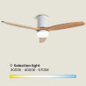 Ventilateur de Plafond Moderne Blanc avec Pales en Bois clair Éclairage et Moteur Silencieux