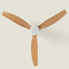 Ventilateur de Plafond Moderne Blanc avec Pales en Bois clair Éclairage et Moteur Silencieux