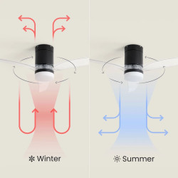 Ventilateur de Plafond Moderne Noir avec Pales Transparentes Éclairage et Moteur Silencieux
