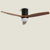 Ventilateur de Plafond Moderne Noir avec Pales en Bois Foncé Éclairage et Moteur Silencieux