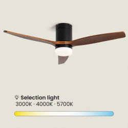 Ventilateur de Plafond Moderne Noir avec Pales en Bois Foncé Éclairage et Moteur Silencieux