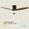 Ventilateur de Plafond Moderne Noir avec Pales en Bois Foncé Éclairage et Moteur Silencieux