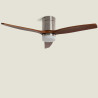 Ventilateur de Plafond Moderne Nickel avec Pales en Bois Foncé Éclairage et Moteur Silencieux