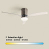 Ventilateur de Plafond Moderne Nickel avec Pales Transparente Éclairage et Moteur Silencieux