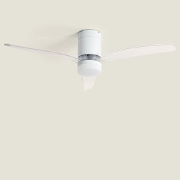 Ventilateur de Plafond Moderne Blanc avec Pales Transparente Éclairage et Moteur Silencieux