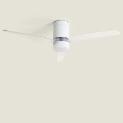 Ventilateur de Plafond Moderne Blanc avec Pales Transparente Éclairage et Moteur Silencieux