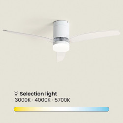 Ventilateur de Plafond Moderne Blanc avec Pales Transparente Éclairage et Moteur Silencieux