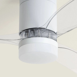 Ventilateur de Plafond Moderne Blanc avec Pales Transparente Éclairage et Moteur Silencieux